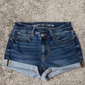 American Eagle Outfitters Women's Blue Crossover Denim Shorts